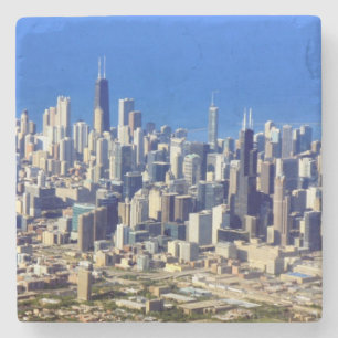 Porta-copo De Pedra Vista aérea do centro de Chicago com lago