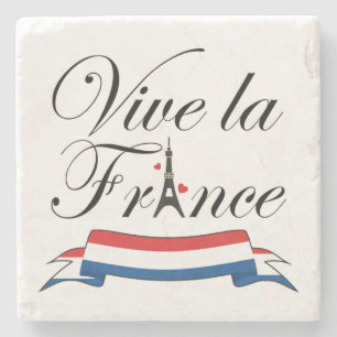 Porta-copo De Pedra Vive la France Typografia
