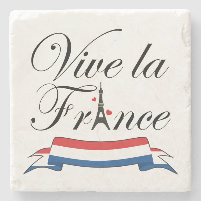 Porta-copo De Pedra Vive la France Typografia (Frente)