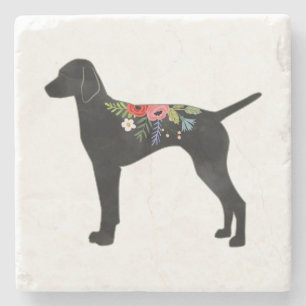 Porta-copo De Pedra Vizsla Dog Breed Boho Foral Silhouette Coast