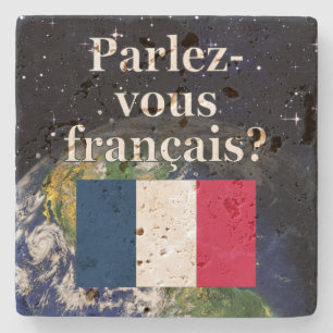 Porta-copo De Pedra Você fala o francês? em francês. Bandeira & ter