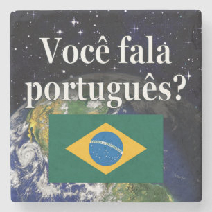 Porta-copo De Pedra Você fala o português? no português. Terra da