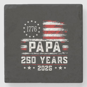 Porta-copo De Pedra Vovô Americano Bandeira dos EUA 250 Anos 4 de Julh