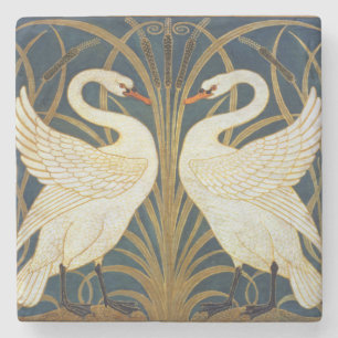 Porta-copo De Pedra Walter Crane Cisne Vintage e Íris Art Nouveau