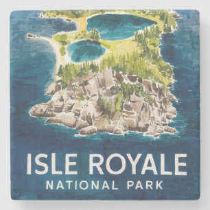 Porta-copo De Pedra Watercolor Beauof Isle Royale National Park