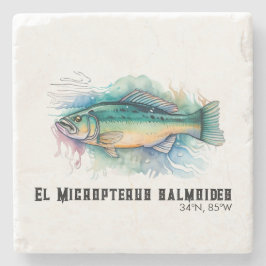 Porta-copo De Pedra Watercolor Series: Bass