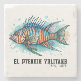 Porta-copo De Pedra Watercolor Series: Lionfish