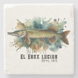 Porta-copo De Pedra Watercolor Series: Pike