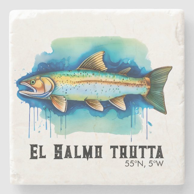 Porta-copo De Pedra Watercolor Series: Trout/Salmon (Frente)