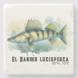 Porta-copo De Pedra Watercolor Series: Zander/Walleye