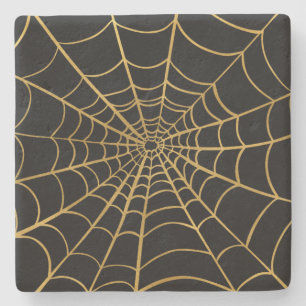 Porta-copo De Pedra Web de aranha Dourado e preta