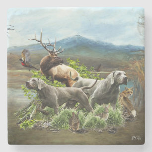 Porta-copo De Pedra Weimaraner, "Cinza Fantasma"