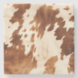 Porta-copo De Pedra Western Brown Cream Cowhide