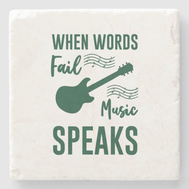 Porta-copo De Pedra When Words Fail Music Speak (Frente)