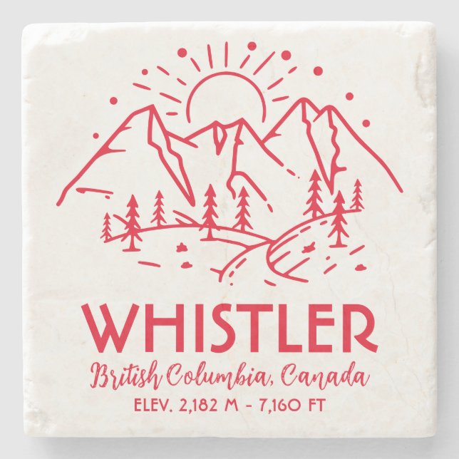 Porta-copo De Pedra Whistler British Columbia Canada Minimalist Ski (Frente)
