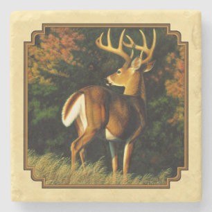 Porta-copo De Pedra Whitetail Deer Monster Buck Yellow