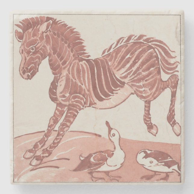 Porta-copo De Pedra William De Morgan - Kicking Zebra (Frente)