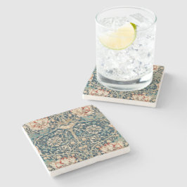Porta-copo De Pedra William Morris Antigo Floral Honeysuckle