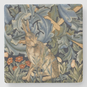 Porta-copo De Pedra William Morris Forest Rabbit Floral Art Nouveau