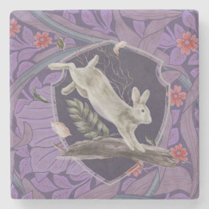 Porta-copo De Pedra William Morris Forest Rabbit Floral Art Nouveau