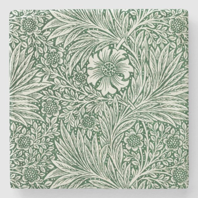 Porta-copo De Pedra william morris marigold verde floral flor (Frente)