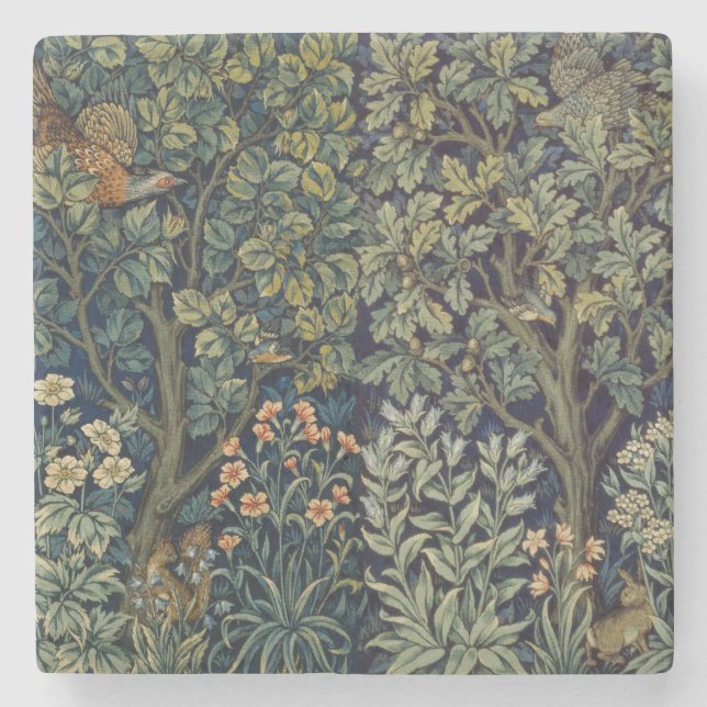Porta-copo De Pedra William Morris Pheasant Bird Tree Woodland (Frente)