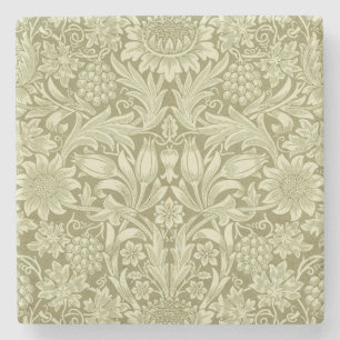 Porta-copo De Pedra William Morris Sunflower Green Flower