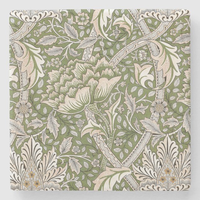 Porta-copo De Pedra William Morris Windrush flores florais clássicas (Frente)