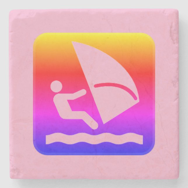 Porta-copo De Pedra Windsurfer - Windsurfing Rainbow (Frente)