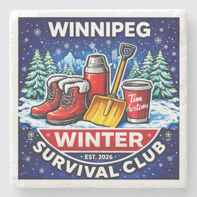 Porta-copo De Pedra Winnipeg Winter Survival Coaster – Timmies (Frente)