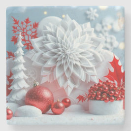 Porta-copo De Pedra Winter Blossom Composition