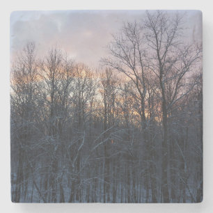Porta-copo De Pedra Winter Sunrise I Pastel Nature Landscape