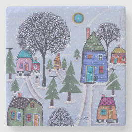 Porta-copo De Pedra Winter Whimsy Trivet