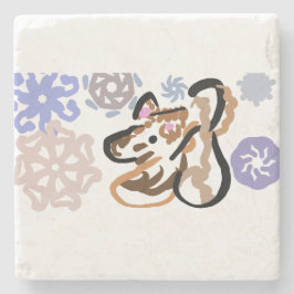 Porta-copo De Pedra Wolf winter love