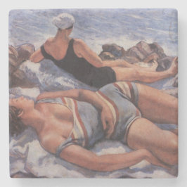 Porta-copo De Pedra Women Sunbelt on the Beach (por Serebriakova)