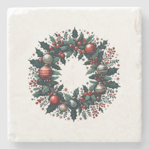 Porta-copo De Pedra Wreath Natal