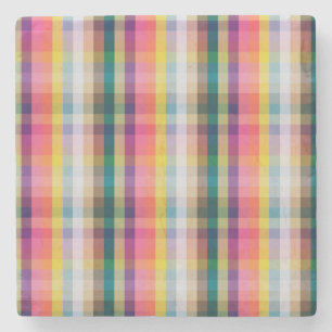 Porta-copo De Pedra Xadrez escocesa abstrata