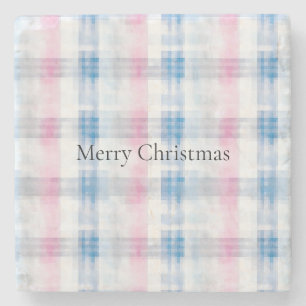 Porta-copo De Pedra Xadrez Listras Rosa Azul Branco Natal