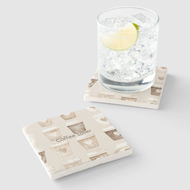 Porta-copo De Pedra Xícaras de Coração de Café com Creme (Lateral)
