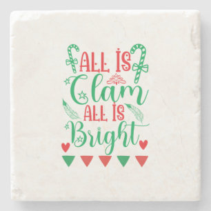 Porta-copo De Pedra Xmas Art All Is Bright
