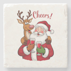 Porta-copo De Pedra Xmas Gift Cheer Papai Noel