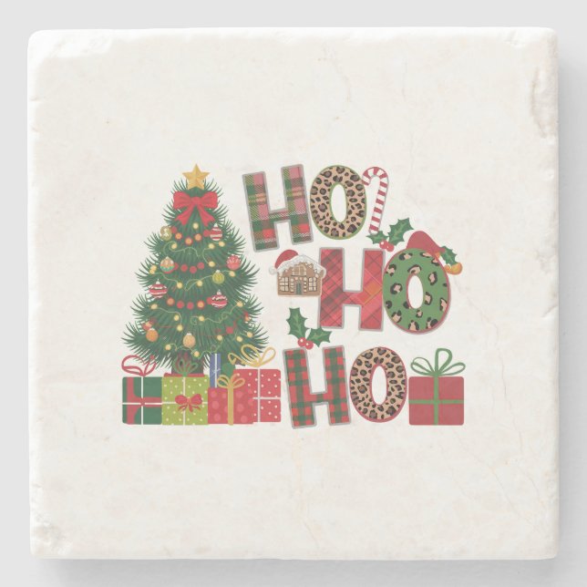 Porta-copo De Pedra Xmas Gift Ho Ho Ho (Frente)