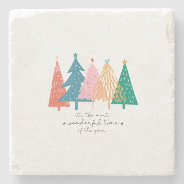 Porta-copo De Pedra Xmas Gift It Is The Most Wonderful Time (Frente)