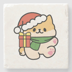 Porta-copo De Pedra Yappy Howlidays - Bela Cartoon de Cão de Natal