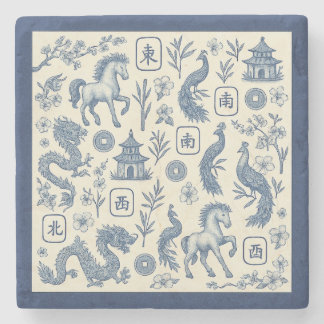 Porta-copo De Pedra Year of the Horse Mahjong Toile Stone Coaster