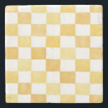 Porta-copo De Pedra Yellow Checkered Decorative Stone Coaster<br><div class="desc">Protect your surfaces in style with this stone coaster featuring an original artistic design. The artwork showcases a decorative pattern inspired by nature, vintage illustration, and timeless design elements, adding a beautiful accent to your home decor. Crafted from durable stone and professionally printed through Zazzle, this coaster is designed to...</div>