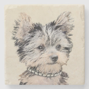 Porta-copo De Pedra Yorkshire Terrier Puppy Pintura Original