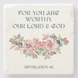 Porta-copo De Pedra You Are Worthy — Watercolor Floral Stone Coaster