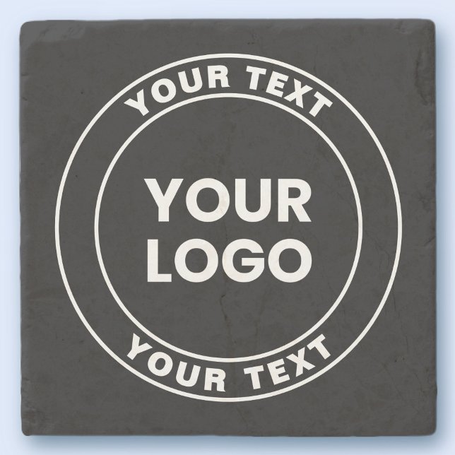 Porta-copo De Pedra Your Uploaded Logo + Bold Circular Text  (Criador carregado)