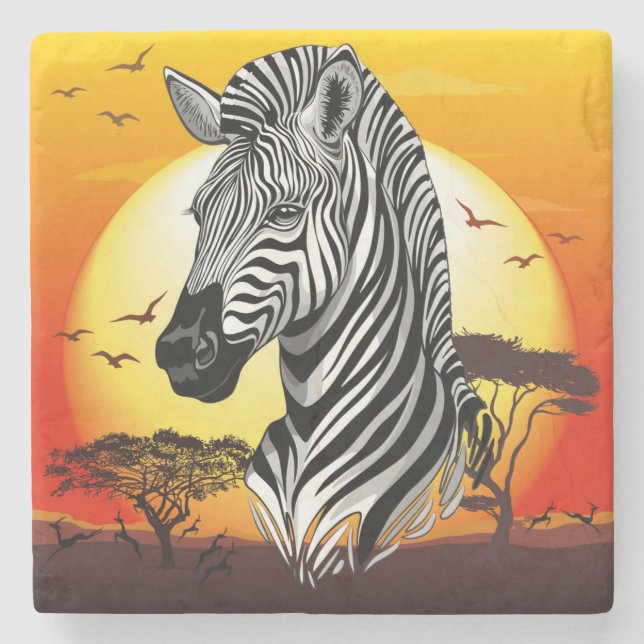 Porta-copo De Pedra Zebra African Savanna Wild Animal (Frente)
